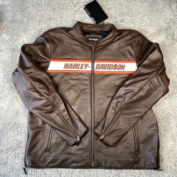 Harley Davidson Victory Lane II Leather Jacket SZ 2XL Men Brown 98001-23VM/022L - Picture 1 of 7